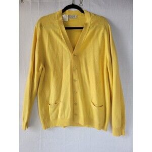 Vintage  Lyle & Scott Cashmere Cardigan – Mustard Yellow – Men’s L (Fits) Unisex
